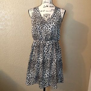 French Grey Sexy Leopard Mini Dress 🐾